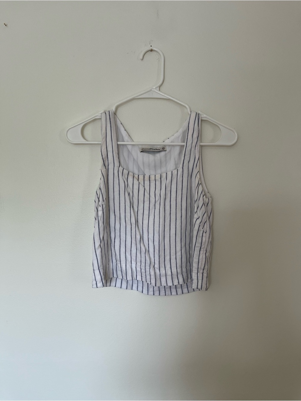 Abercrombie & Fitch White Tank Top with Navy Pinstripes
